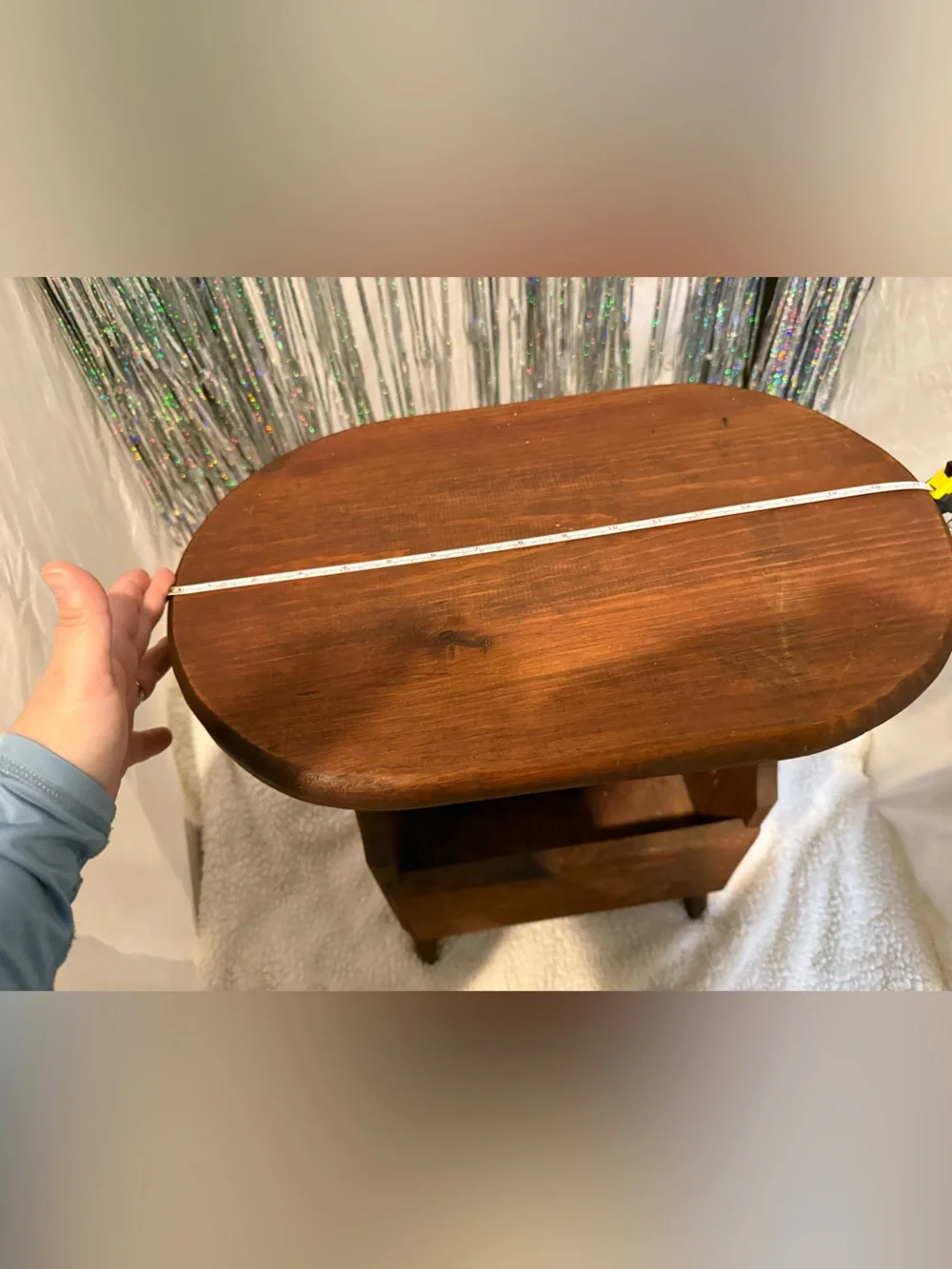 Rustic Wooden Side Table with Magazine Holder - Brown - Picture 3 of 12
